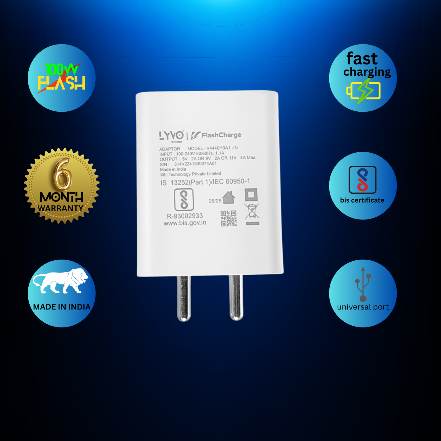 LYVO 100W Flash Charger with USB Type-C Data Cable Power Meets Speed